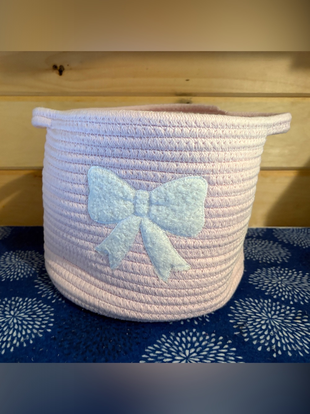 Pink Bow Rope Storage Basket for Kids